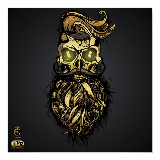 Doodhoofd hipster skulls barbu or moustachu perfect poster (Voorkant)