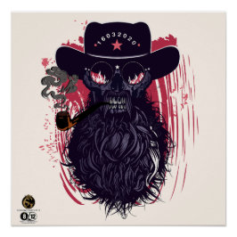 Doodhoofd hipster skulls cowboy rook pijp perfect poster