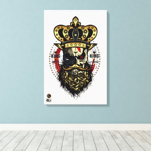 Doodhoofd hipster skulls kroon canvas afdruk (Insitu (Houten vloer))