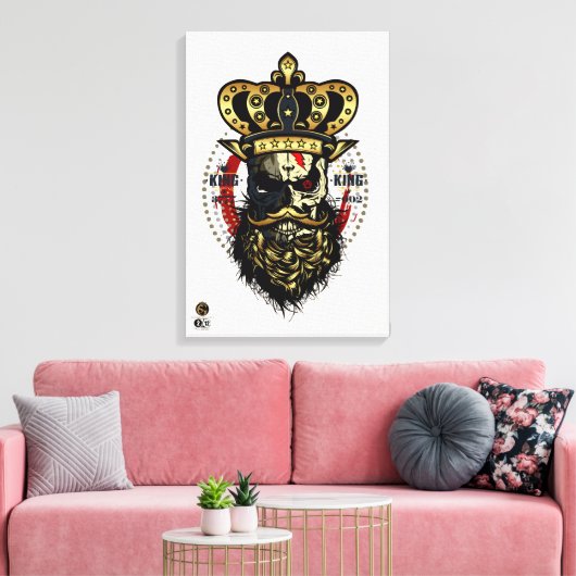 Doodhoofd hipster skulls kroon canvas afdruk (Insitu (Woonkamer))
