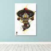 Doodhoofd hipster skulls mexicaine serpent tatt canvas afdruk (Insitu (Houten vloer))