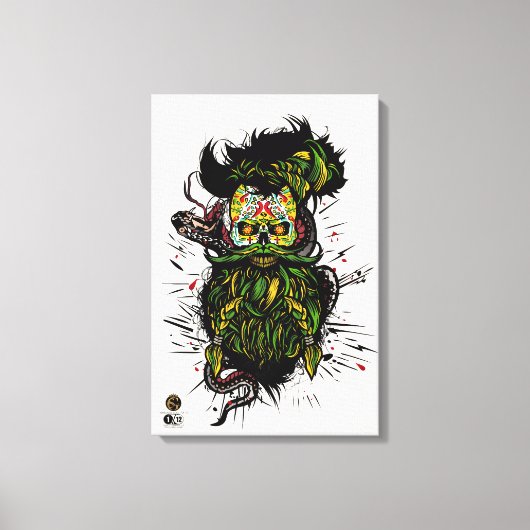 Doodhoofd hipster skulls mexicaine serpent tatt canvas afdruk (Voorkant)