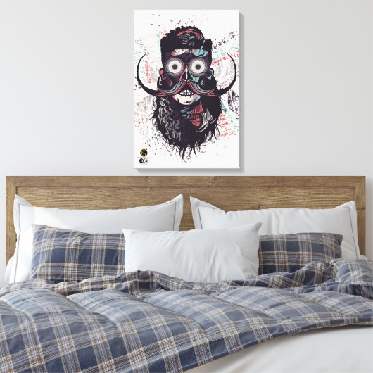 Doodhoofd hipster skulls Psychedelische ogen Bar Canvas Afdruk (Insitu (Slaapkamer))