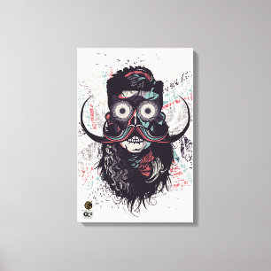 Doodhoofd hipster skulls Psychedelische ogen Bar Canvas Afdruk