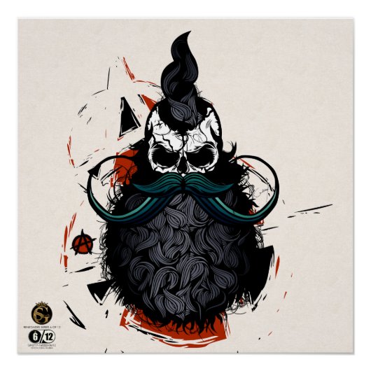 Doodhoofd hipster skulls punk anarchist perfect poster (Voorkant)