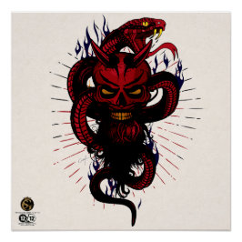 Doodhoofd hipster skulls serpent tattoo in duivel perfect poster