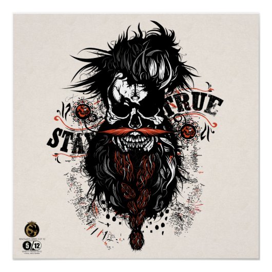 Doodhoofd hipster skulls stay true perfect poster (Voorkant)