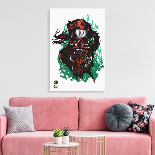 Doodhoofd hipster skulls tribale draak canvas afdruk (Insitu (Woonkamer))