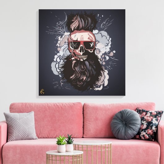 Doodhoofd Punk hipster G-skulls schedel musisian Canvas Afdruk (Insitu (Woonkamer))