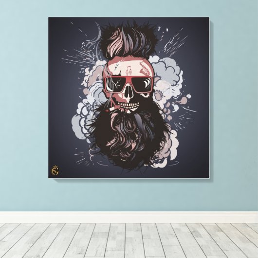 Doodhoofd Punk hipster G-skulls schedel musisian Canvas Afdruk (Insitu (Houten vloer))