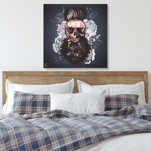 Doodhoofd Punk hipster G-skulls schedel musisian Canvas Afdruk (Insitu (Slaapkamer))