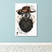 Doodkop hipster skulls western cowboy canvas afdruk (Insitu (Houten vloer))