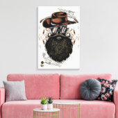 Doodkop hipster skulls western cowboy canvas afdruk (Insitu (Woonkamer))