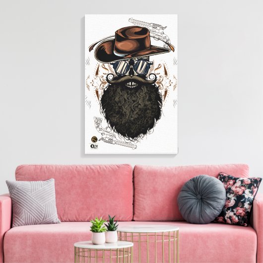 Doodkop hipster skulls western cowboy canvas afdruk (Insitu (Woonkamer))