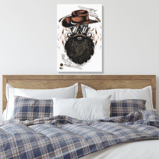 Doodkop hipster skulls western cowboy canvas afdruk (Insitu (Slaapkamer))