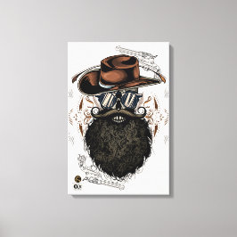 Doodkop hipster skulls western cowboy canvas afdruk
