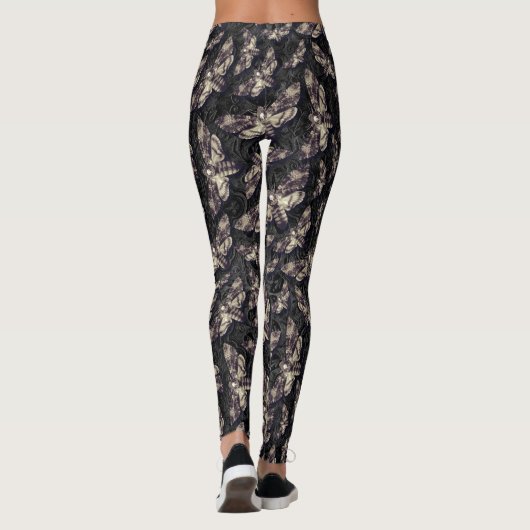 Doodkop Moth Gothic Gothic Carving Alternative Leggings (Achterkant)
