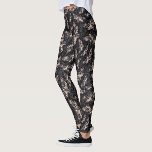 Doodkop Moth Gothic Gothic Carving Alternative Leggings (Links)