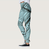 Doodle 1A Black Aqua Blue Leggings (Links)
