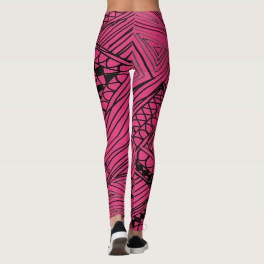Doodle 1A Black Hot Pink Leggings (Achterkant)