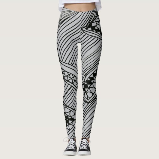 Doodle 1A Black Light Gray Leggings (Voorkant)