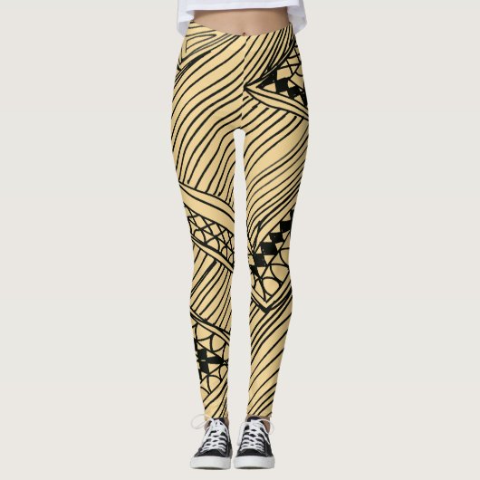 Doodle 1A Black Warn Beige Leggings (Voorkant)
