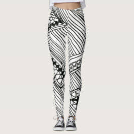 Doodle 1A Black White Leggings