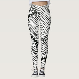 Doodle 1A Zwarte Witte Leggings