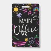 Doodle Aangepaste Hall Pass voor op school regenbo Badge (Achterkant)