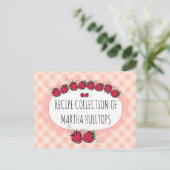 Doodle aardbeien gepersonaliseerde receptenkaart briefkaart (Staand voorkant)