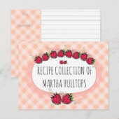 Doodle aardbeien gepersonaliseerde receptenkaart briefkaart (Voorkant / Achterkant)