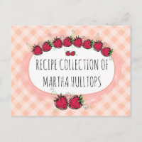 Doodle aardbeien gepersonaliseerde receptenkaart