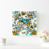 Doodle, abstract vierkante klok (Huis)