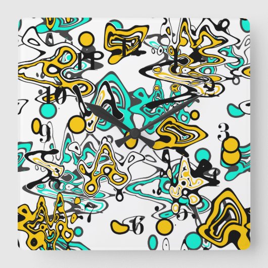 Doodle, abstract vierkante klok (Voorkant)