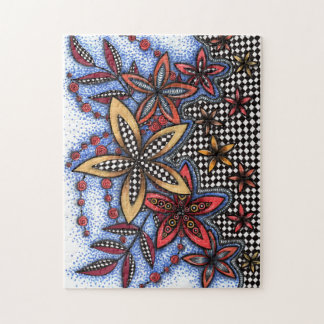 Doodle Abstracte Bloemige Puzzel