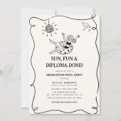Doodle Afstudeer Zwembad Feest Kaart (Voorkant)