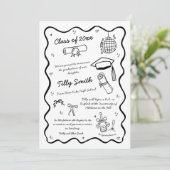 Doodle Afstuderen Aankondiging Meisje 4 Foto's (Staand voorkant)