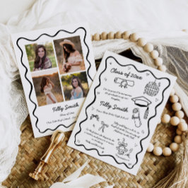 Doodle Afstuderen Aankondiging Meisje 4 Foto's