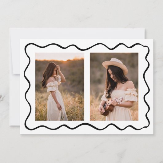 Doodle Afstuderen Dank u kaart 3 foto's Wavy (Achterkant)