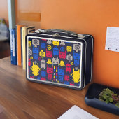 Doodle Alien Ruimteschip en Robot Patroon