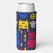 Doodle Alien Ruimteschip en Robot Patroon Seltzer Blikjeskoeler (Seltzer Achterkant)