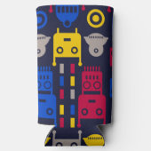 Doodle Alien Ruimteschip en Robot Patroon Seltzer Blikjeskoeler (Achterkant)