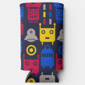 Doodle Alien Ruimteschip en Robot Patroon Seltzer Blikjeskoeler (Voorkant)