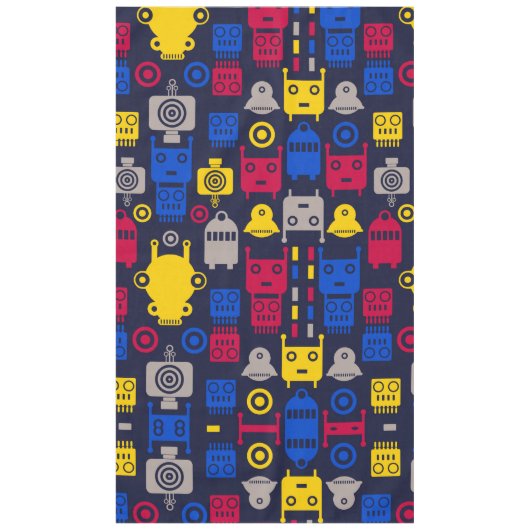 Doodle Alien Ruimteschip en Robot Patroon Tafelkleed (Voorkant)