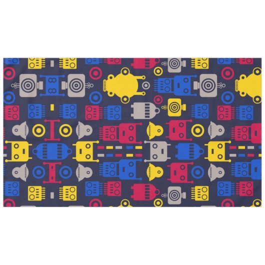 Doodle Alien Ruimteschip en Robot Patroon Tafelkleed (Voorkant (Horizontaal))