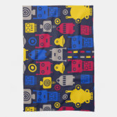 Doodle Alien Ruimteschip en Robot Patroon Theedoek (Verticaal)