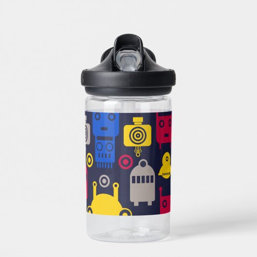 Doodle Alien Ruimteschip en Robot Patroon Waterfles (Voorkant)