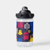 Doodle Alien Ruimteschip en Robot Patroon Waterfles (Achterkant)