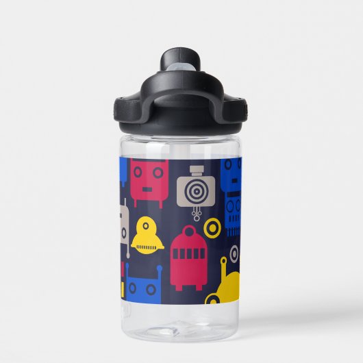 Doodle Alien Ruimteschip en Robot Patroon Waterfles (Achterkant)