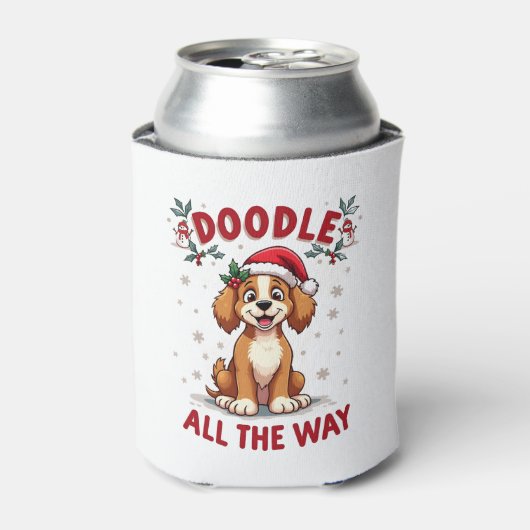 Doodle All The Way Funny Goldendoodle Santa Hat Ch Blikjeskoeler (Blikje Voorkant)